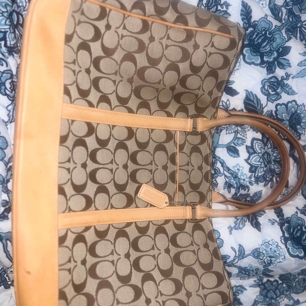 Coach Signature Canvas Tote in Brown and Tan